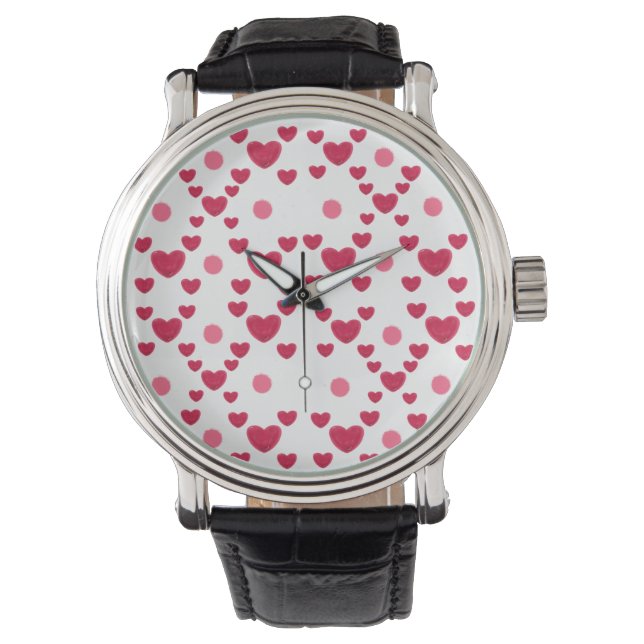 Custom 3D Jelly Hearts & Polka Dots Cute Pattern Watch (Front)