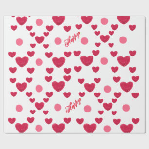 Custom 3D Jelly Hearts & Polka Dots Cute Pattern Wrapping Paper