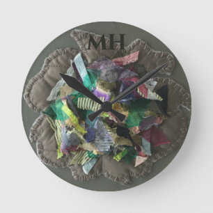 Custom 3D Textile Colorful Abstract Ribbon Stripes Round Clock