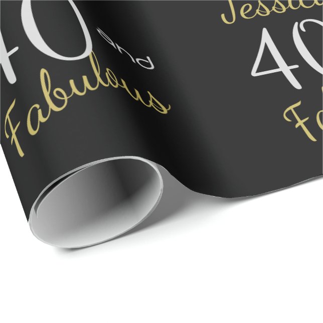 Custom 40 and Fabulous Fortieth Birthday Wrapping Paper (Roll Corner)