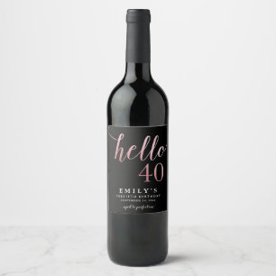 Custom 40th Birthday Blush Gold Foil and Black Wine Label