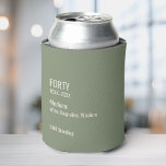 Custom 40th Birthday Funny Museum Label Chic Can Cooler<br><div class="desc">Celebrate the big 4‑0 with this “FORTY” museum label–style birthday can cooler, perfect for milestone party drinks. It features minimalist gallery‑inspired text with customizable birth years (19XX–20XX), a hilarious “Medium: Wine, Ibuprofen, Wisdom” line, and the caption “Still Standing” for a tongue‑in‑cheek nod to surviving forty. This funny 40th birthday coozie...</div>