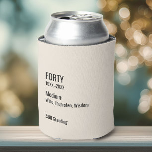 Custom 40th Birthday Funny Museum Label Chic Can Cooler