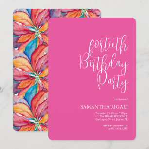 Custom 40th Birthday Invitations Fuchsia Pink