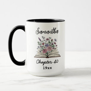 Custom 40th Birthday Name - Chapter 40 Floral Book Mug