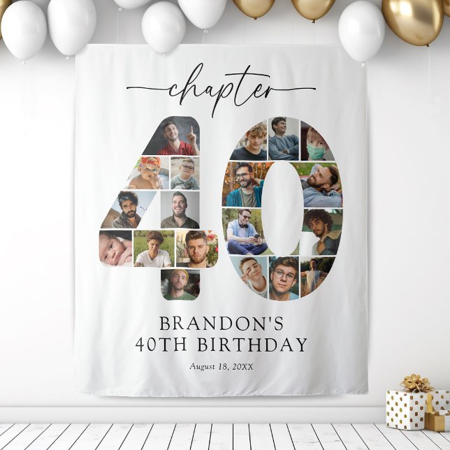 Custom 40th Birthday Photo Collage Tapestry (Creator Uploaded)