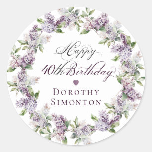 Custom 40th Birthday Purple Lilac Envelope Seal