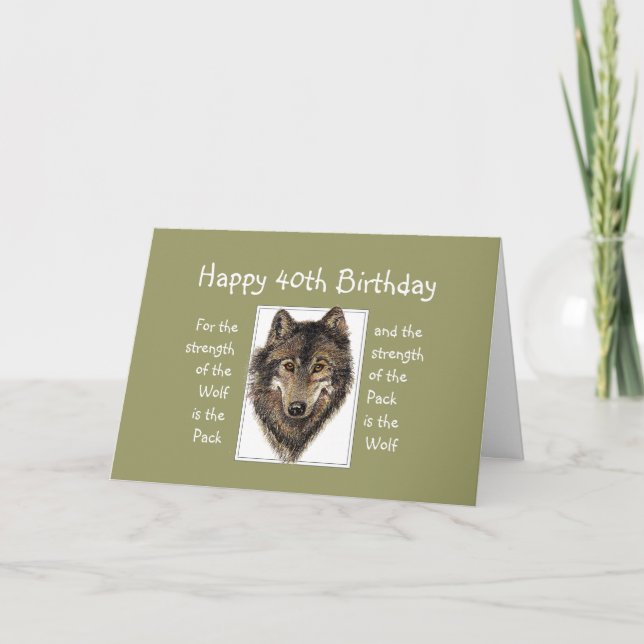 Custom 40th  Birthday Wolf Pack Family Quote Card (Front)