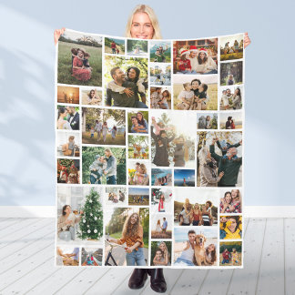 Custom 42 Photo Collage Fleece Blanket