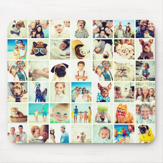 Custom 42 Photos Modern Family & Pet Memories Mouse Mat (Front)