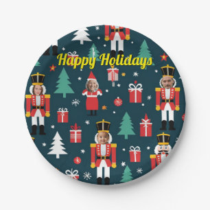 custom 4 face photo Christmas nutcracker Paper Plate