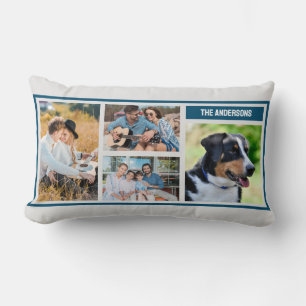 Custom 4 Family Photo Collage Simple Lumbar Cushion