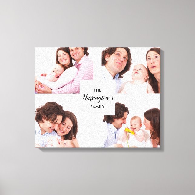 Custom 4 Family Photos Collage Rectangle Frame Canvas Print (Front)