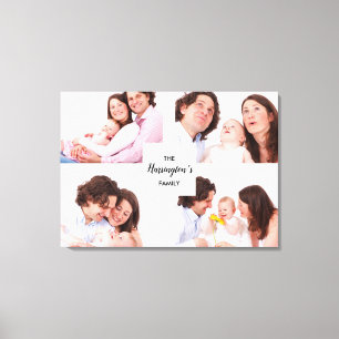 Custom 4 Family Photos Collage Rectangle Frame Canvas Print