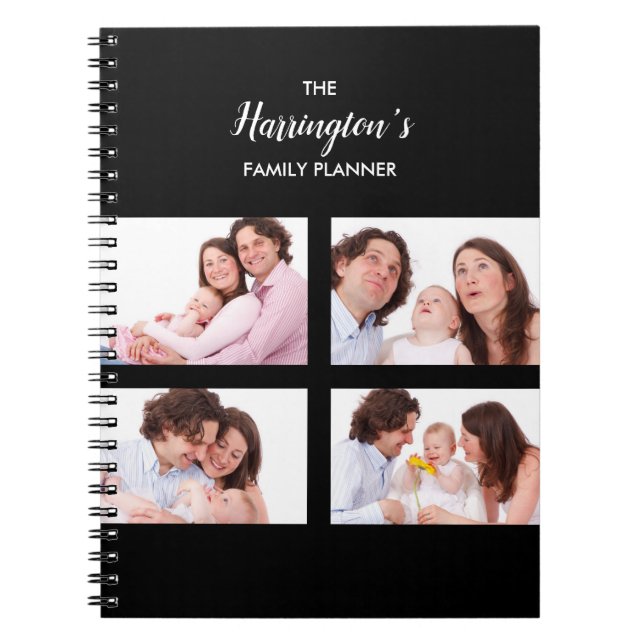Custom 4 Family Photos Collage Rectangle Frame Notebook (Front)