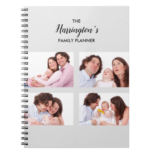 Custom 4 Family Photos Collage Rectangle Frame Pla Notebook (Front)