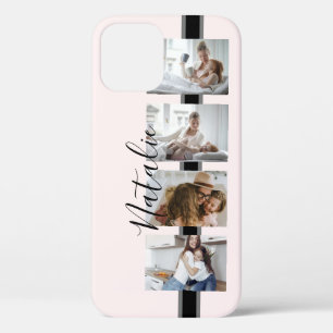 Custom 4 Instagram Photos Film Strip Blush Pink iPhone 12 Case
