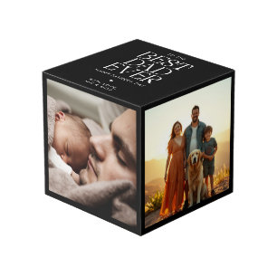 Custom 4 Photo Best Dad Ever Modern Father's Day Cube
