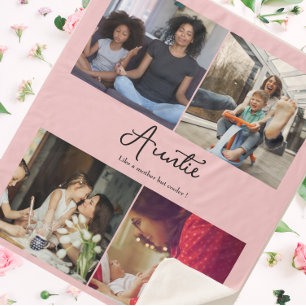 Custom 4 Photo Collage Aunt Quote Auntie Script  Sherpa Blanket