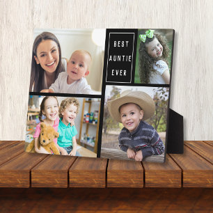Custom 4 Photo Collage Best Auntie Ever   Plaque