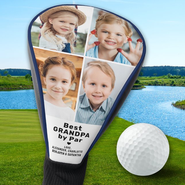 Custom 4 Photo Collage Best GRANDPA By Par Golf Head Cover (Creator Uploaded)