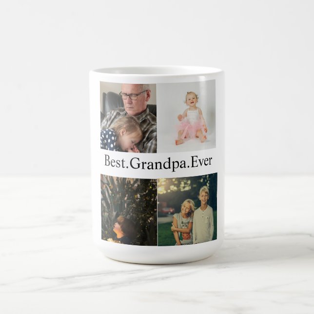 Custom 4 Photo Collage Best Grandpa Ever Coffee Mug (Center)