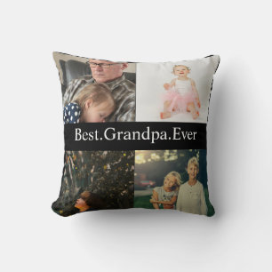 Custom 4 Photo Collage Best Grandpa Ever Cushion