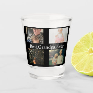 Custom 4 Photo Collage Best Grandpa Ever Shot Glass