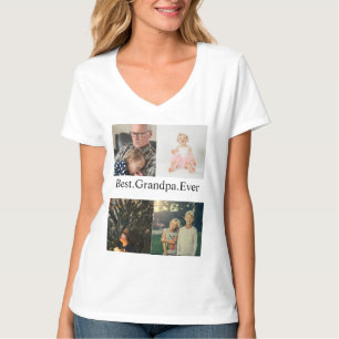 Custom 4 Photo Collage Best Grandpa Ever T-Shirt
