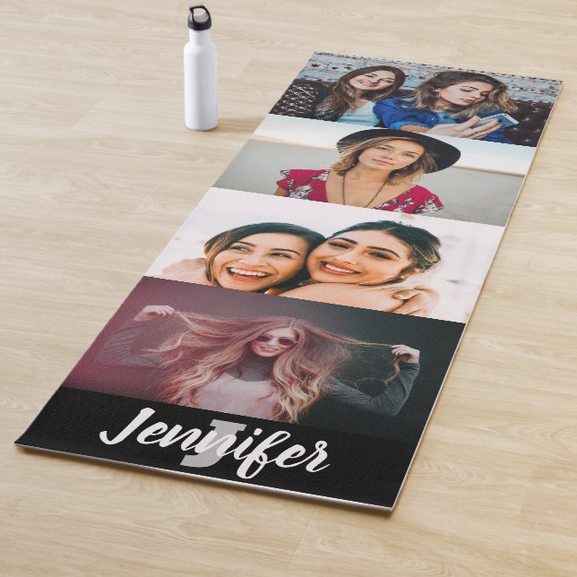 Custom 4 Photo Collage Custom Name and Monogram Yo Yoga Mat (In Situ)