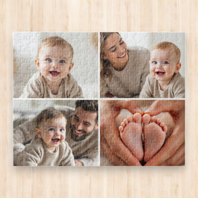 Custom 4 Photo Collage Cute Baby  Jigsaw Puzzle (Creator Uploaded)