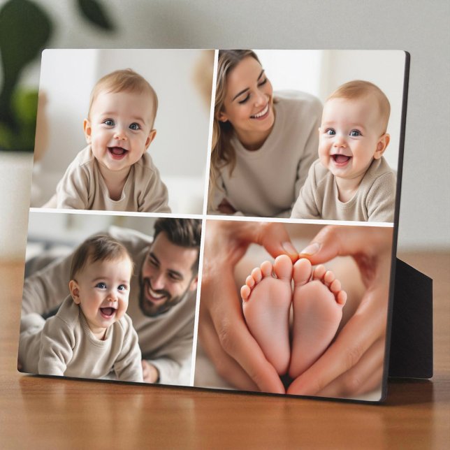 Custom 4 Photo Collage Cute Baby  Plaque (Creator Uploaded)