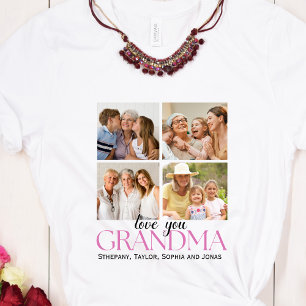 Custom 4 Photo Collage for Grandma  T-Shirt