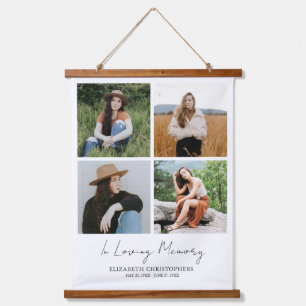 Custom 4 Photo Collage Funeral In Loving Memory Hanging Tapestry