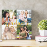 Custom 4 Photo Collage Gold Graduate Graduation Canvas Print<br><div class="desc">Personalised photo collage, square wrapped canvas. Hand lettered with gold glitter, "graduate" is printed with your name and year as a text overlay to your photos. The photo template is set up for you to add 4 of your favourite pictures of you, your besties and reminders of fun times during...</div>