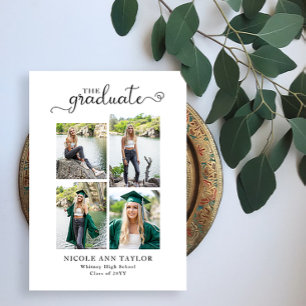 Custom 4 Photo Collage Graduation Announcement