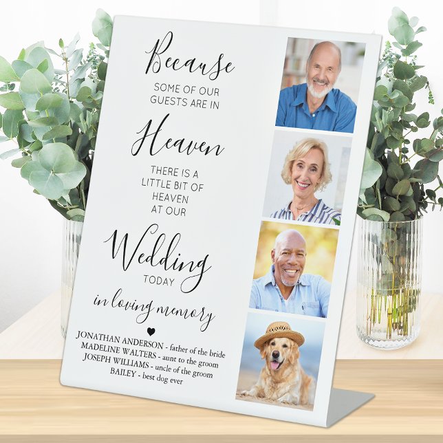 Custom 4 Photo Collage  Heaven Wedding Memorial  Pedestal Sign (Creator Uploaded)