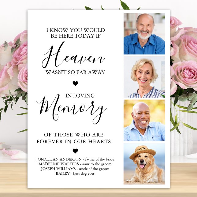 Custom 4 Photo Collage Heaven Wedding Memorial  Poster (Creator Uploaded)