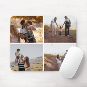 Custom 4 Photo Collage Laptop Sleeves Mouse Mat