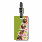 Custom 4 Photo Collage Lime and Coral Chevrons