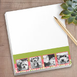 Custom 4 Photo Collage Lime and Coral Chevrons Notepad<br><div class="desc">A great way to display your square photos from your online account.  A fun zig zag stripe design highlights the pics.</div>