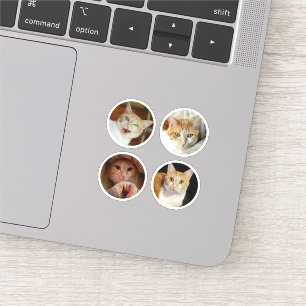 Custom 4 Photo Collage Minimalist Round Tiny Vinyl