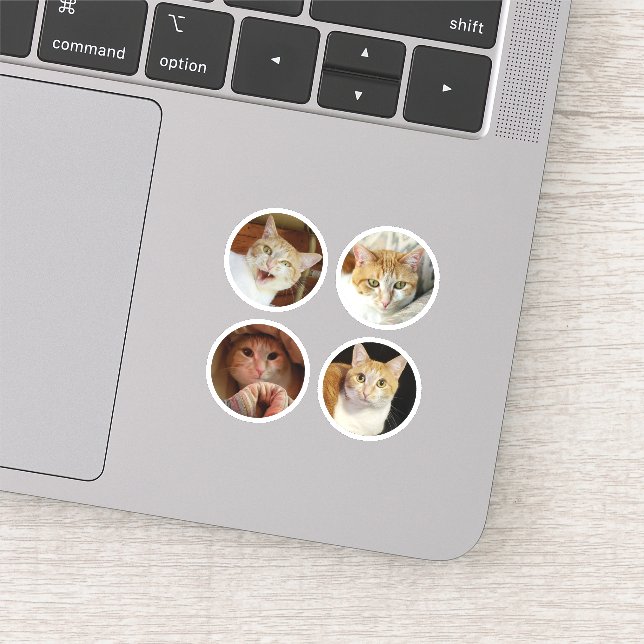 Custom 4 Photo Collage Minimalist Round Tiny Vinyl (Detail)