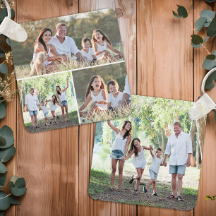 Custom 4 Photo Collage Modern Simple Family Key Ring