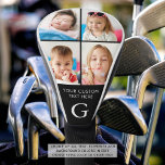 Custom 4 Photo Collage Monogrammed Golf Head Cover<br><div class="desc">Create a custom personalised photo collage golf driver head cover with 4 pictures, your custom text and the golfer's monogram in optional various colour combinations. CHANGES: Change the background colour and text font style, colour, size and placement in EDIT. ASSISTANCE: For help with design modification or personalisation, colour change, resizing,...</div>