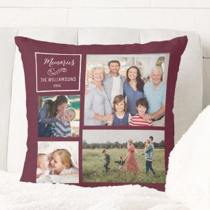 Custom 4  Photo Collage Personalised Modern Family Cushion