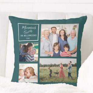 Custom 4 Photo Collage Personalised Modern Family Cushion