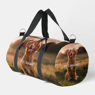 Custom 4 Photo Collage Pet Dog 4 Name Picture On Duffle Bag