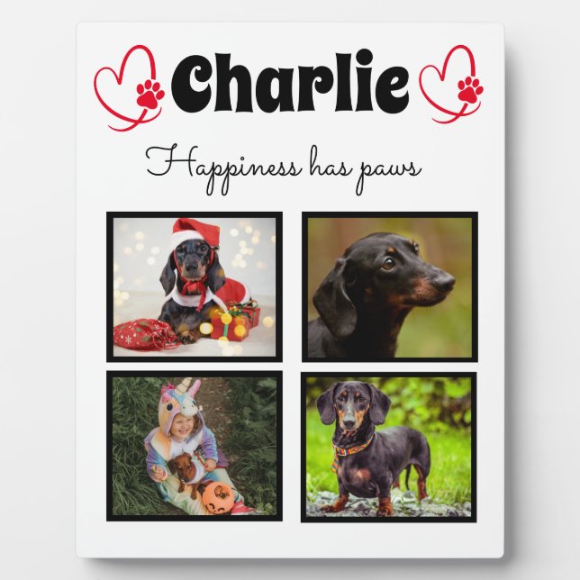 Custom 4 photo dog collage tabletop plaque (Front)