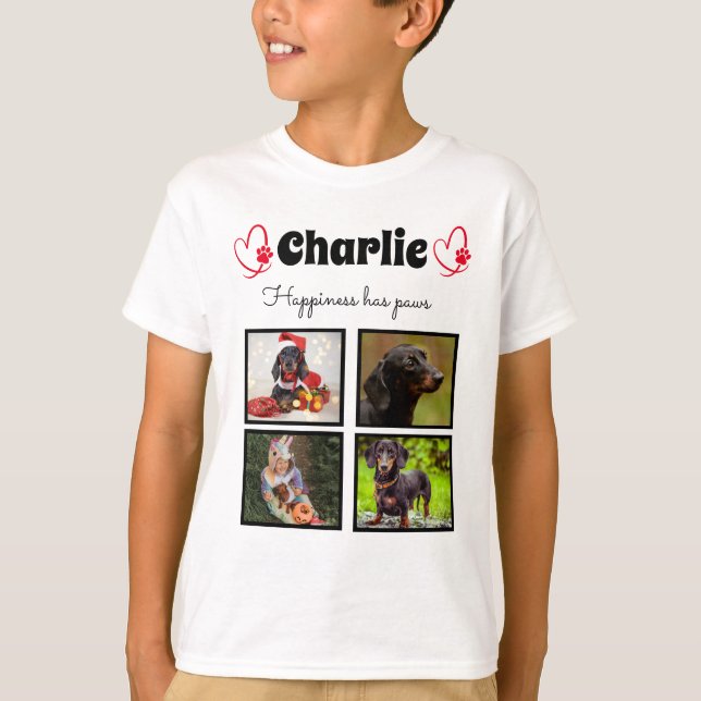 Custom 4 photo dog collage tshirt for boys (Front)
